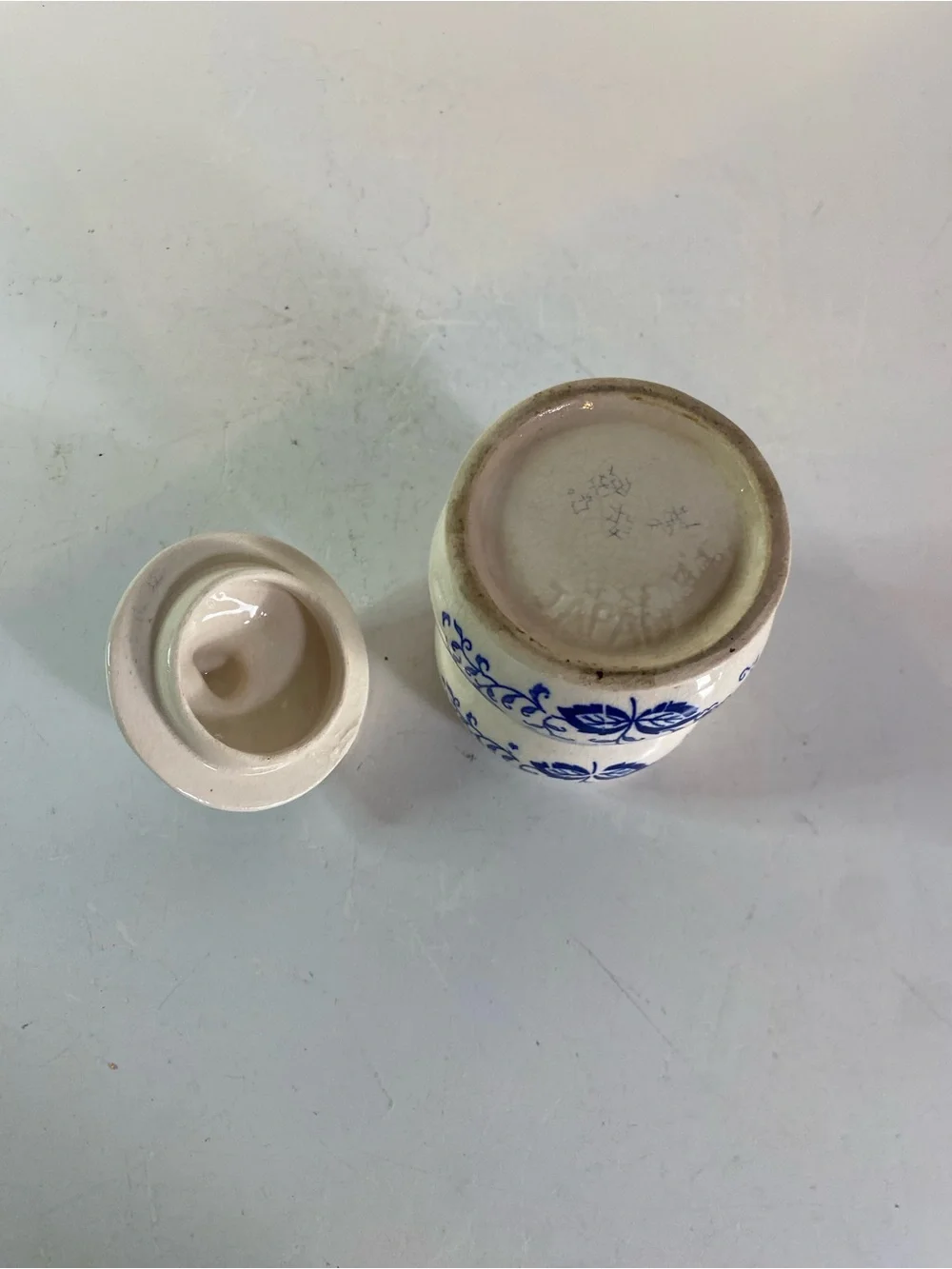 Arnart “Blue Onion” Sugar Jar With Lid  5” Height Japan Mark